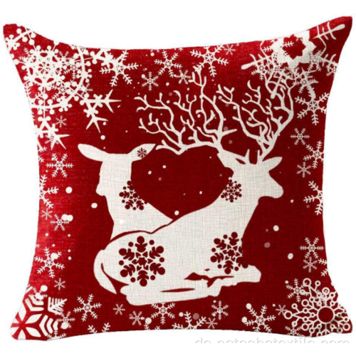 Kissenbezug Nordic Linen Elk Snowflake Christmas Series